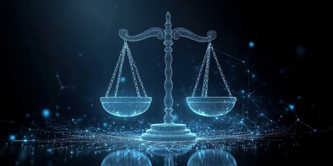 A Futuristic Representation of Digital Justice Scales of Justice Merging with Technology and Law
