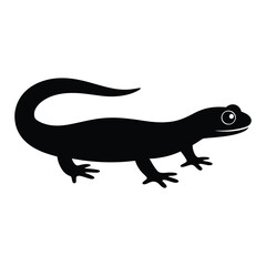 Fototapeta premium Salamander crawling side view Vector, Silhouette, Illustration
