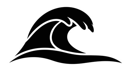 Obraz premium Stylized black ocean wave crest simple flat icon design