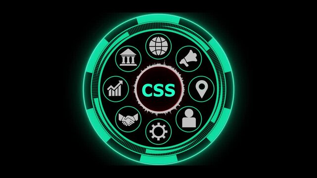 Digital circle with business icons and CSS