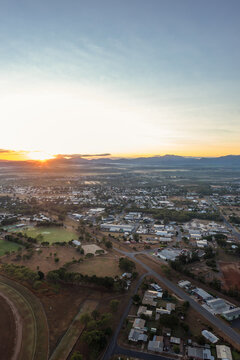 Sunrise hot air balloon ride view over Mareeba in the Atherton Tablelands