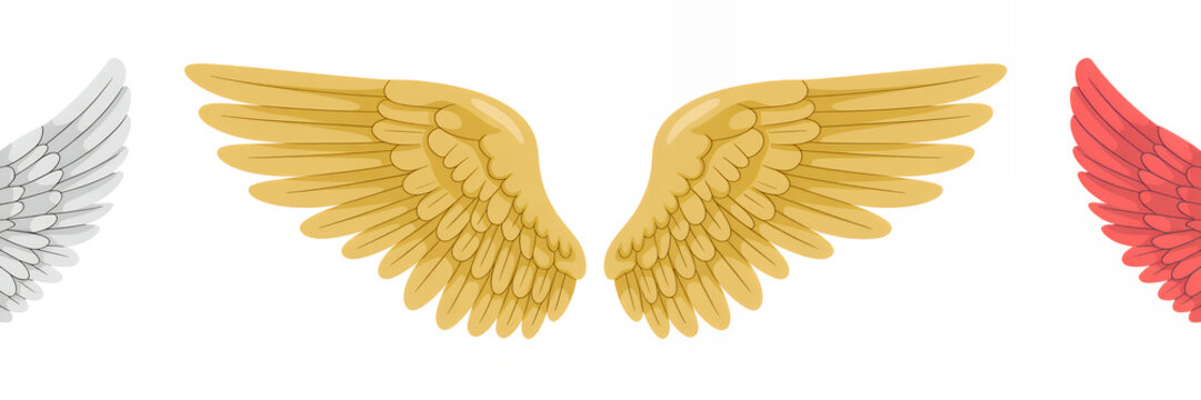 Colorful wing in gold, red, and silver wings gold wing