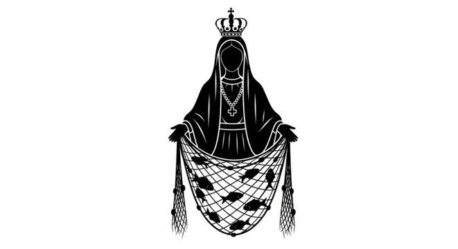 Nossa Senhora Aparecida Icon with Fishing Net and Fish