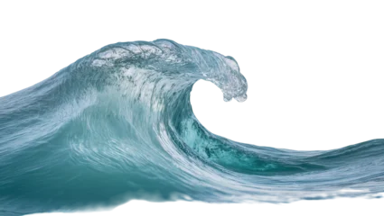 Fotobehang Golven Isolated magnificent ocean wave cresting, showing clear blue-green powerful water movement  © Stefan