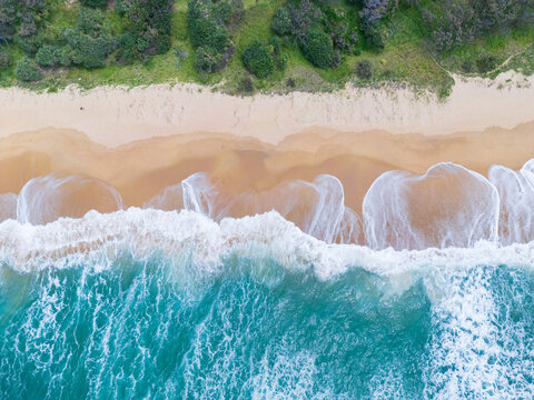Aerial view of patterns on a sandy beach