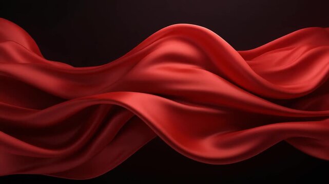 Red fabric waving against dark background