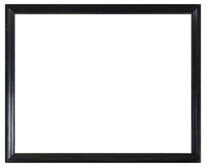 Obraz premium Narrow black patterned picture frame on transparent background, in PNG format.