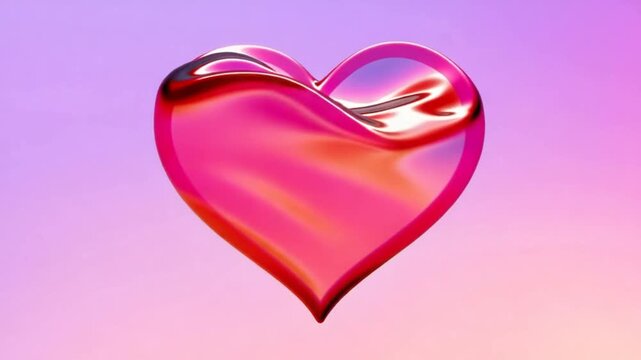 Shiny pink heart on purple background