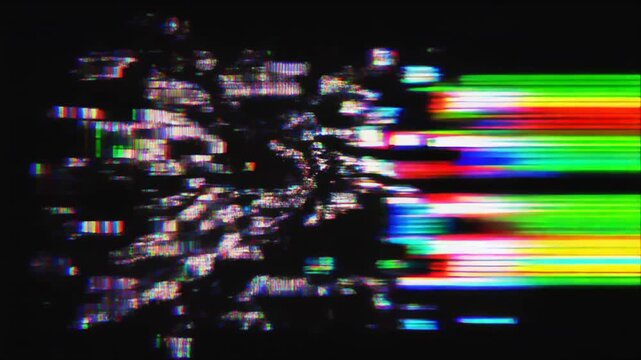 Retro game over screen with glitchy effect on black background