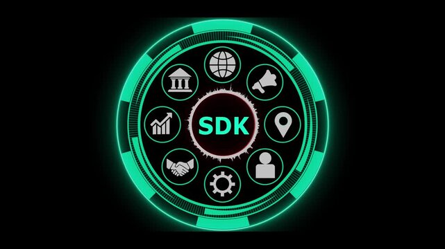 Sdk concept with icons and green circle