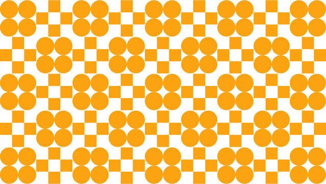 Orange Circles and Squares Pattern on White vector illustration