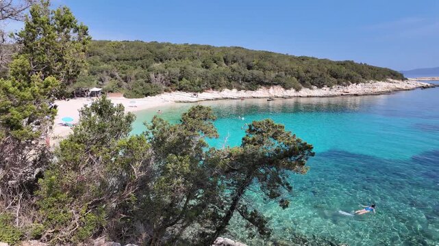 Amazing view of Emplisi Fiskardo Beach, Cephalonia, Ionian Islands, Greece