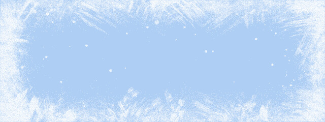 Ice overlay texture for frame grunge blue and effect scratchy background. Snowy grainy winter for frozen noise border and vector rink graphic. Ice scratch crack for frame frosty splash. © Polinmr