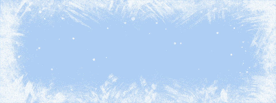 Ice overlay texture for frame grunge blue and effect scratchy background. Snowy grainy winter for frozen noise border and vector rink graphic. Ice scratch crack for frame frosty splash.