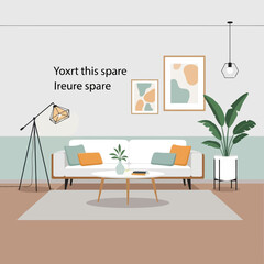 Fototapeta premium Modern living room interior with sofa and art