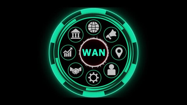 Wide area network, wan, hologram, digital