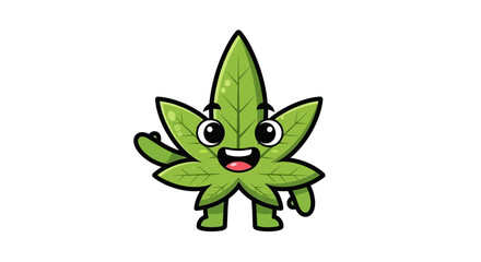 Obraz premium Cute Cannabis Leaf Mascot Character Cartoon Style 420 Concept Flat Vector