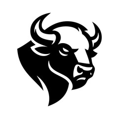 Logotipo fauna americana. Dibujo sencillo de la cabeza de un bisonte © teracreonte