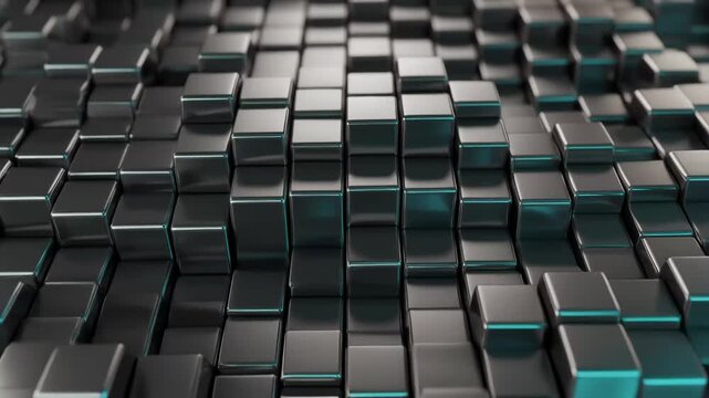 Geometric pattern of metallic cubes forming a futuristic grid design.