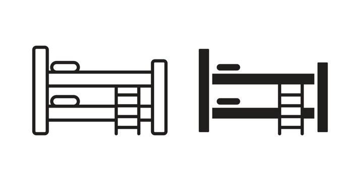 Bunk bed icon for mobile application, button and website design.