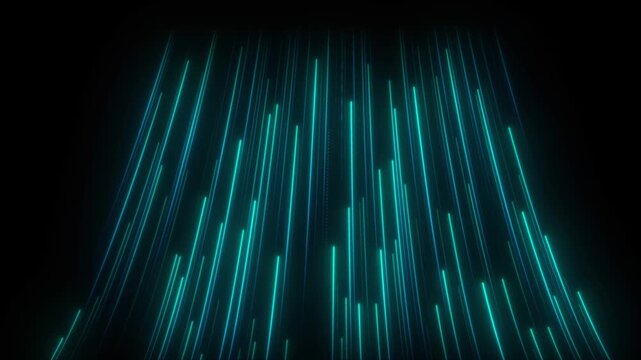 A bright glowing line moving smoothly across a dark background, creating a modern futuristic light effect