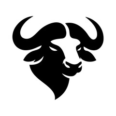 Logo fauna africana. Dibujo sencillo de cabeza de búfalo  © teracreonte