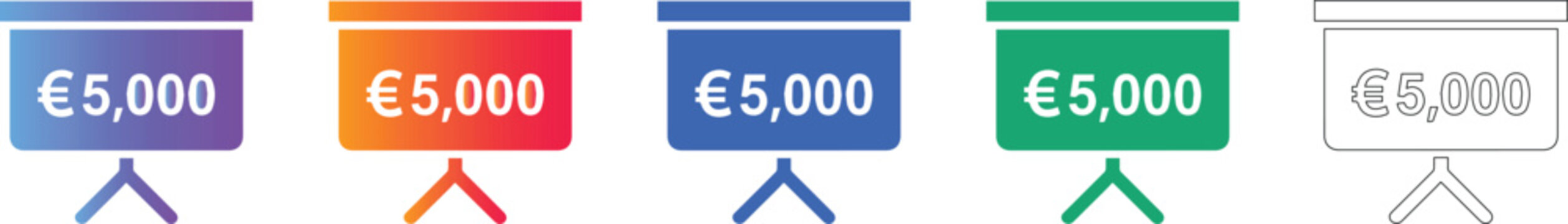Euro 5000 Financial Projection Presentation Icon icon set