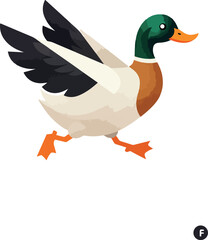 Obraz premium Pixel Art Mallard Duck Running Isolated Vector