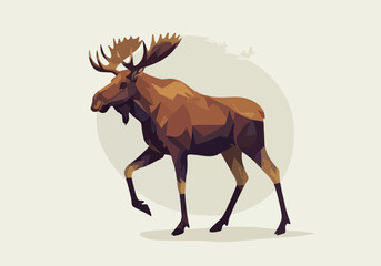 Obraz premium Pixel Art Moose Forest Wildlife Nature Brown Animal Vector