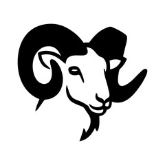 Logotipo con dibujo sencillo con líneas de la cabeza de un carnero vista de perspectiva  © teracreonte