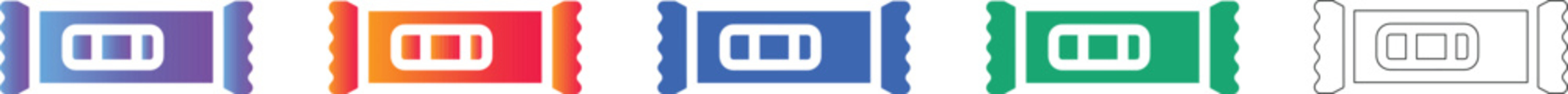 Set of Five Colorful Snack Bar Packaging Icons