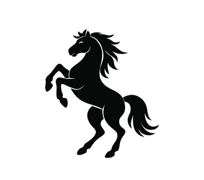 Standing horse silhouette isolated on white background.  Horse icon isolated. 