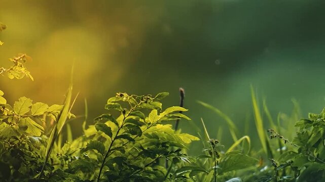 Vibrant green foliage and lush plants thrive in a sunlit natural environment.