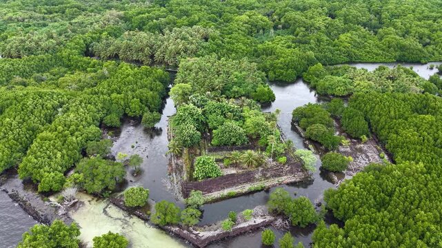 Micronesia Pohnpei Nan Madol Ancient Ruins Lost City Oceania Pacific Aerial Drone 4K