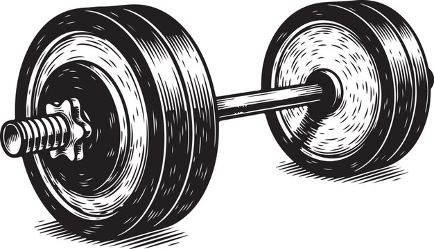 Dumbbell, hand drawn simple sketch vector illustration