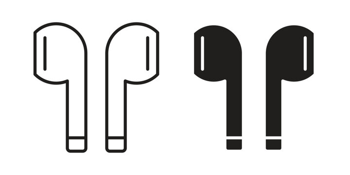 Earbuds icon for mobile application, button and website design.