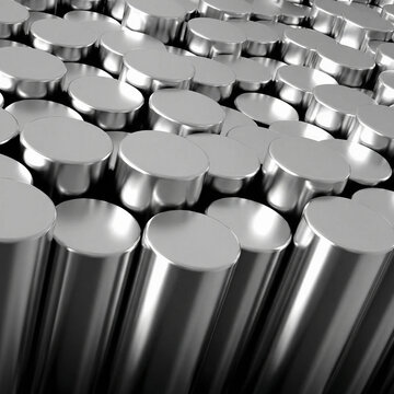 Edelstahlstangen im Stapel &ndash; Industrielles Metall f&uuml;r Produktion und Technik