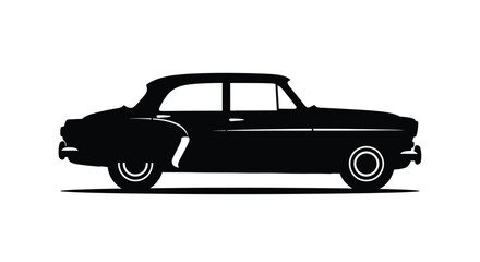 Fototapeta premium Classic american automobile side view in a striking black silhouette
