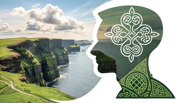 Cliffs of Moher Ireland Celtic design