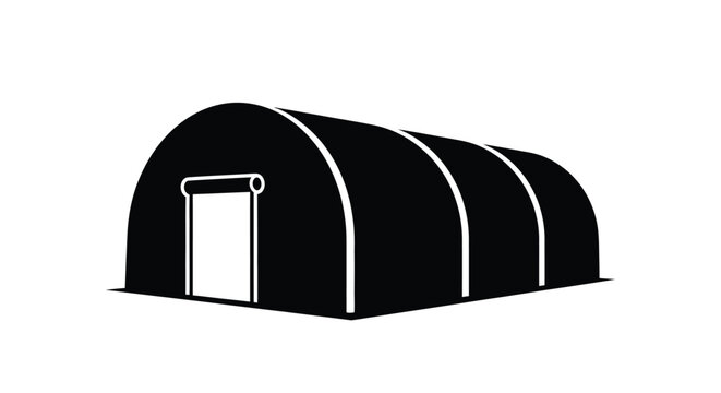 Simple black quonset hut building illustration a stark graphic silhouette