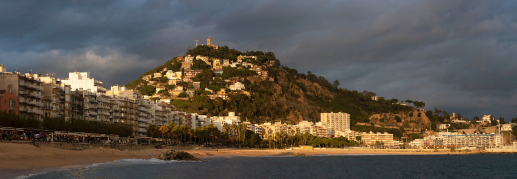 Panoramic view of Blanes municipality in Costa Brava, Girona province, Catalonia, Spain