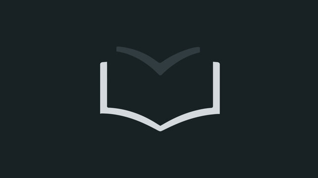 Sleek Open Book Line Art Icon with Abstract Element on Dark Background. Modern Symbol for Education, Reading, and Knowledge.