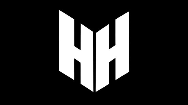 Modern HH Monogram Logo Design with Geometric and Angular Style. Minimalist Initialism Emblem on Black Background