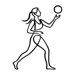 Dibujo sencillo con línea única de secuencia de acción deportiva con jugadora de voleibol © teracreonte