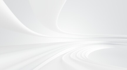 Naklejka premium White 3D circular motion abstract background with wide perspective and clean panoramic view for business banners.