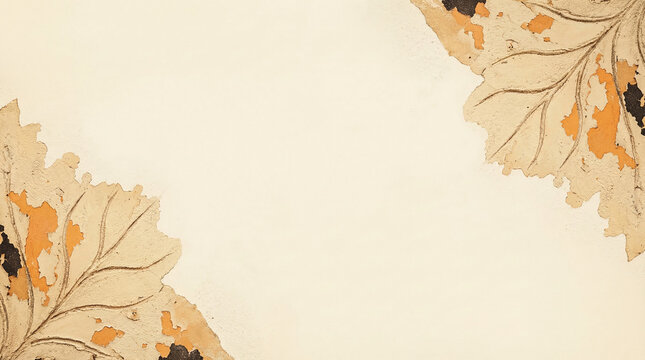 Close-up of warm beige fabric showcasing intricate oak leaf pattern in autumnal browns and oranges for cozy decor