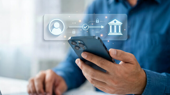 Online banking transfer money concept. Internet bank account deposit. Finance business. Financial deposit technology.