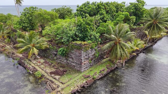 Micronesia Pohnpei Nan Madol Ancient Ruins Lost City Oceania Pacific Aerial Drone 4K