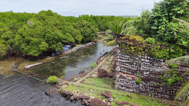Micronesia Pohnpei Nan Madol Ancient Ruins Lost City Oceania Pacific Aerial Drone 4K
