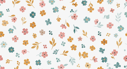 Obraz premium Seamless pattern with miniature blossoms forming a dense and vibrant floral surface for creative use